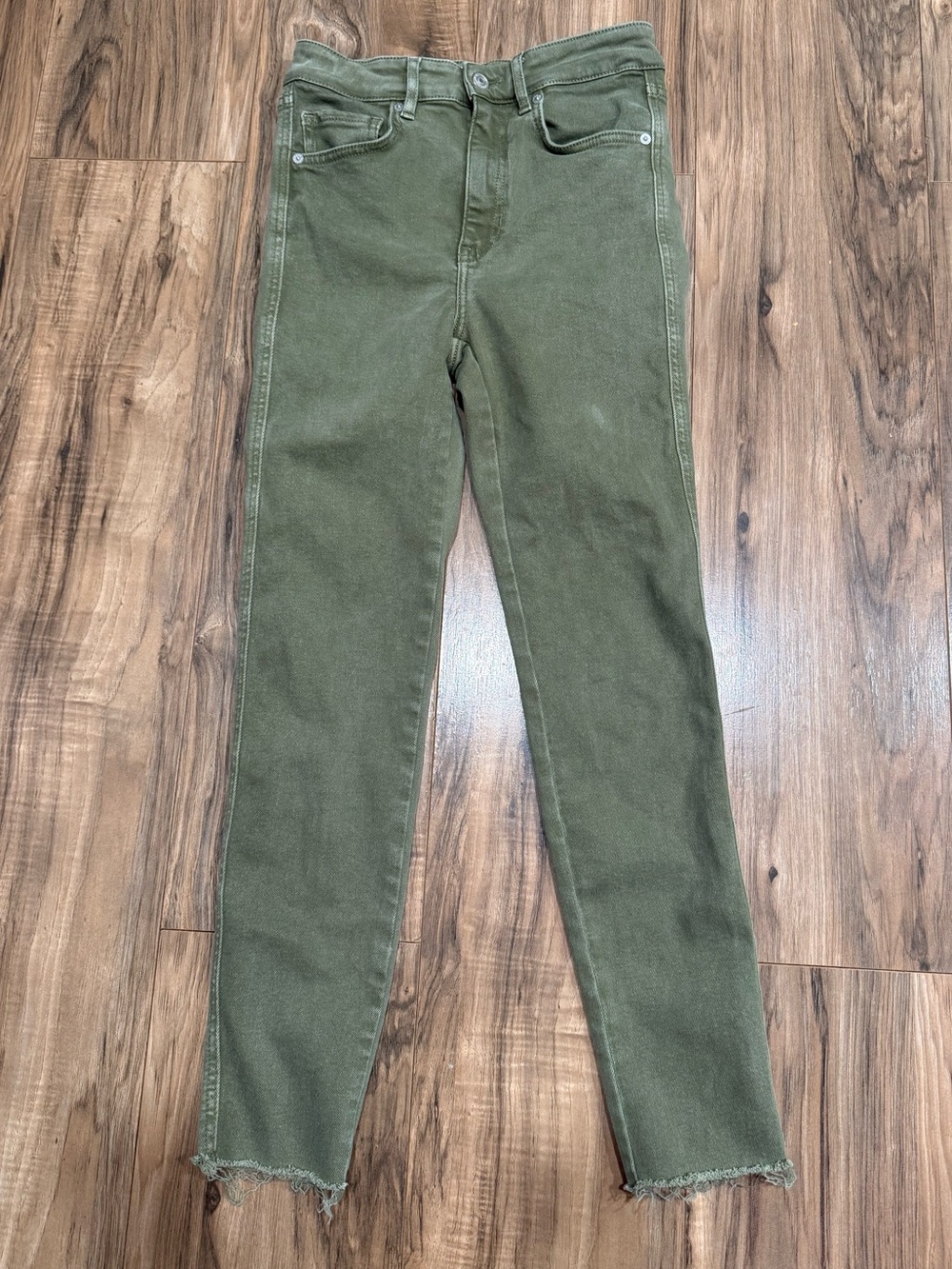 Free People Olive Green High-Rise Skinny Jeans